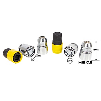 ГАЙКА СЕКР. ( M12*1,5 ) L=34 (LN 0031SLC36) (4+2 KEY) PLASTIC PACK