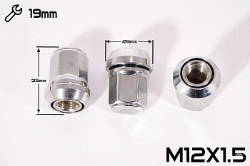 Гайка ХРОМ ЛЮФТ M12*1,5  (L35 NEX 19)    