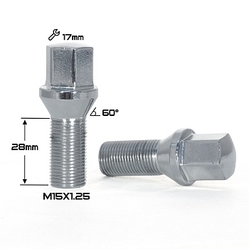 БОЛТ КОНУС CHROME М15*1,25 (H28 NEX 17)    