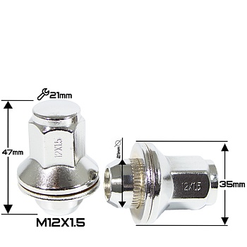 ГАЙКА ХРОМ ORIGINAL 12*1,5 (L47 NEX 21) N049-G   