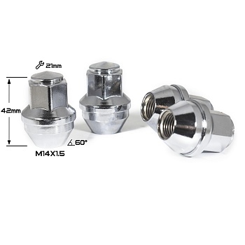 ГАЙКА ХРОМ TESLA ORIGINAL М14*1,5  L=42mm N044   