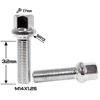 БОЛТ СФЕРА Хром М14*1,25 (32/55 NEX 17) B 003   