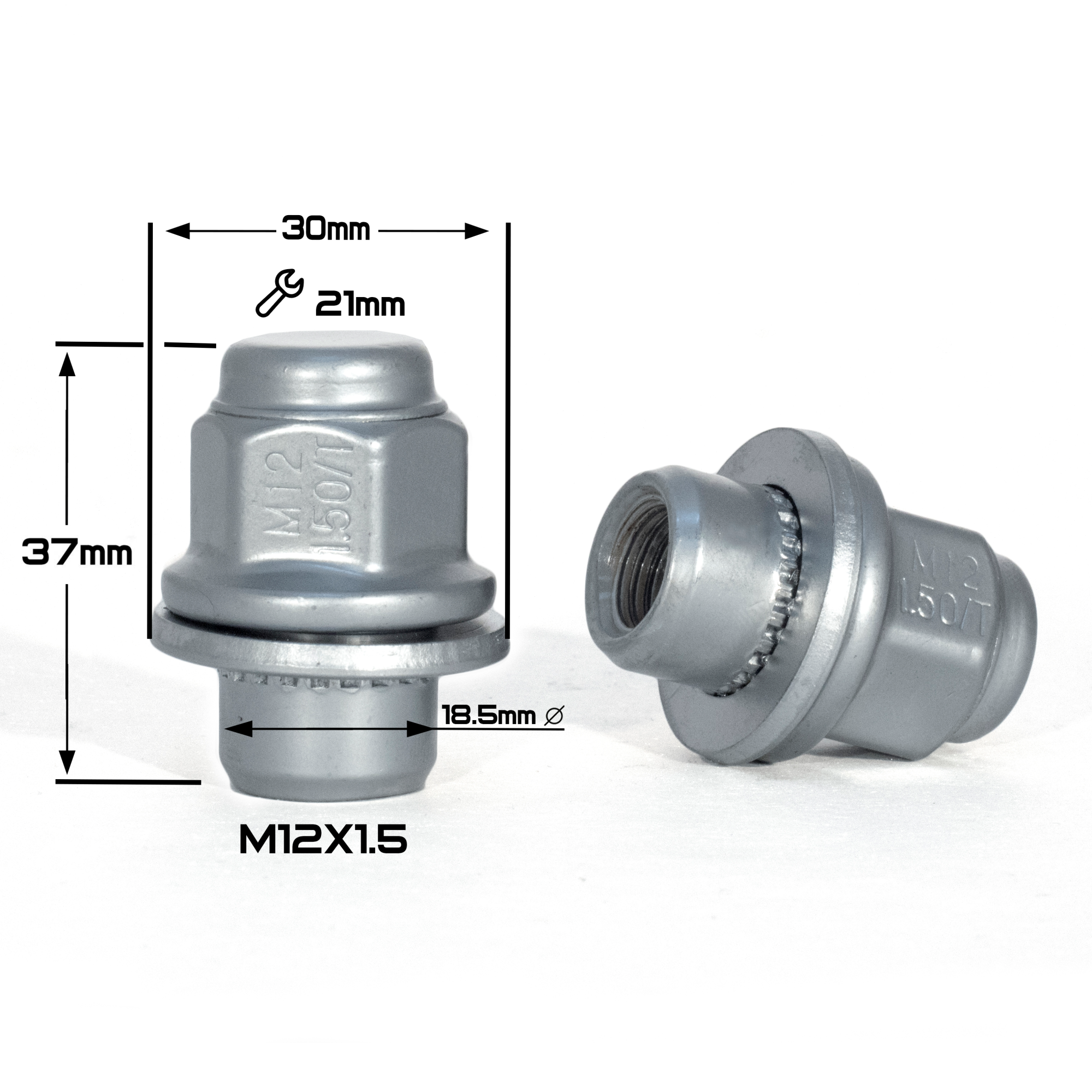 (4112)ГАЙКА ПРЕССШАЙБА MATT CHROME М12x1,5 (L37 NEX 21)