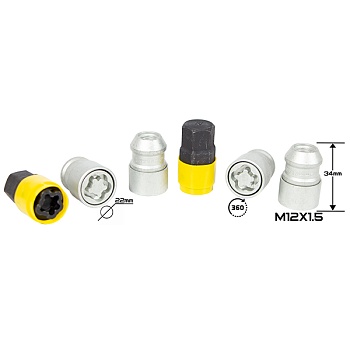 ГАЙКА СЕКР. DACRO ( M12*1,5 ) L=34 (LN 0031SLC36) (4+2 KEY) PLASTIC PACK